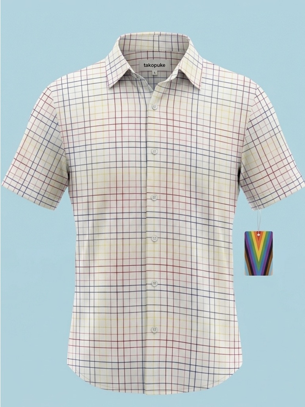 Target #TakePride Rainbow Grid Print Short Sleeve Button Down Shirt - Medium